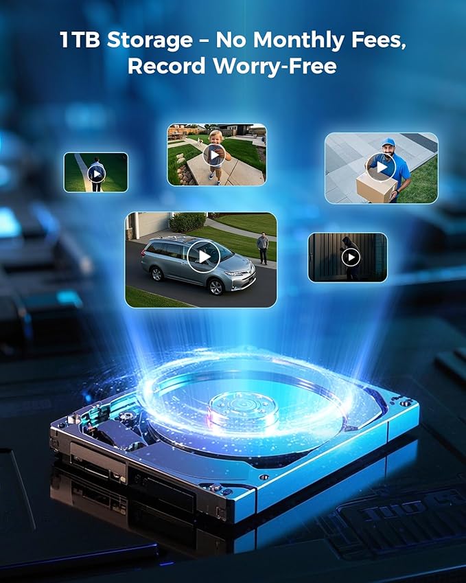 Hiseeu 8MP Outdoor Wireless Security Camera System, 10" Touch Screen NVR, 5G/2.4G WiFi-Pro 4K Cameras Kits, Full-Color Night Vision, Motion Detection, Two-Way Audio, IP66 Waterproof, 1TB HDD, No Fees