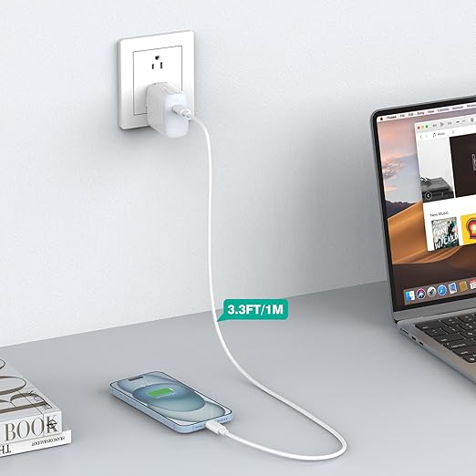 3.3ft/1m 100W USB C to USB C Cable for iPhone 16/15 Pro Max, MacBook Pro/Air Charger, iPad Pro 13/12.9/11 inch, Air 5/4, Mini 6, Samsung, USBC Type C PPS Fast Charging Cord