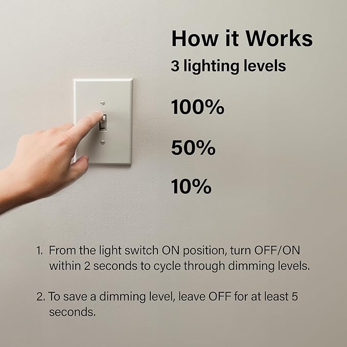 Feit Electric A19 LED Light Bulb, 65W Equivalent IntelliBulb Switch to Dim, E26 Medium Base, 800 Lumens 2700K Soft White - OM60/3DIMCA/LEDI