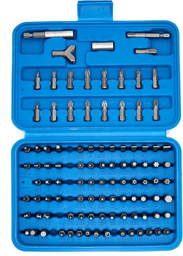 NEIKO 10082A Security Bit Set and Ratcheting Screwdriver | 101 Piece Set | Chrome Vanadium Steel | Screwdriver Bit Set Phillips, Tamperproof Torx Bits, & Flat | 1/4" Hex Shank Magnetic Bit Holder
