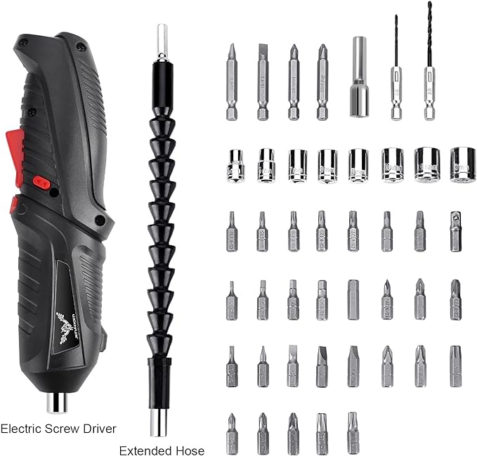 47 in 1 Electric Screwdriver Set, 3.6V Cordless & Rechargeable, 3.5N·m Max Torque, USB Power Rechargeable Screwdriver with 44pcs Driver Bits, Ideal for Small Projects