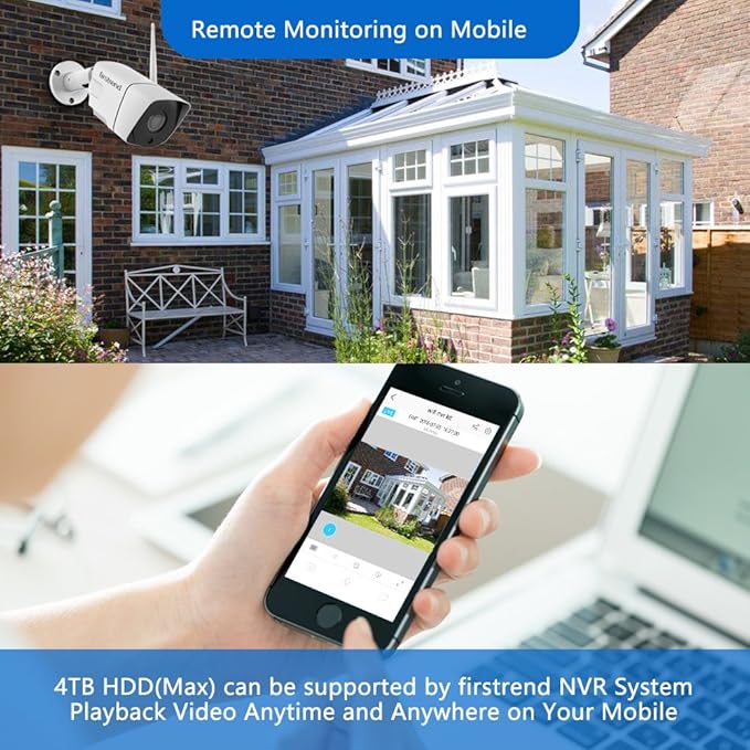 Wireless Security Camera System, Firstrend 8CH 1080P Wireless NVR System with 4 pcs 1.3MP IP Security Camera with 65 ft Night Vision and Easy Remote View, P2P CCTV for Home(No Hard Drive)