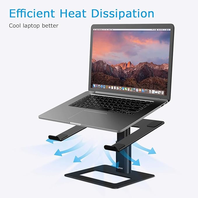 BoYata Laptop Stand, Ergonomic Aluminum Height Adjustable Computer Stand Laptop Holder for Desk, Compatible with MacBook Pro/Air, Dell, Lenovo, HP, Samsung, More Laptops 11-17" (Black)