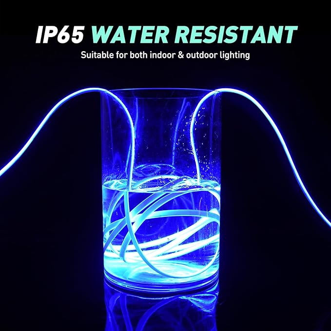 GZBtech Silicone COB Neon Rope Lights 50FT/15M, Super Bright Blue Waterproof Neon Strip Light, AC 110-120V Flexible Soft Cuttable Tape Rope Lighting for Indoor Outdoor Home Commercial