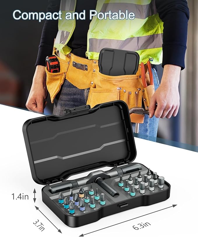 Upgraded 24 in 1 Ratchet Screwdriver Set, Magnetic Screwdriver Set, Multi Bit DIY Repair Tool Kit with Storage Case for Men Furniture, Computer, Bicycle and DIY Free Combination