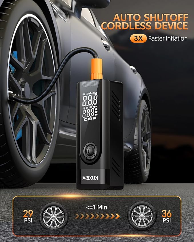 Tire Inflator Portable Air Compressor, 180PSI Air Compressor with Digital Pressure Gauge, 25000mAh & 3X Faster Portable Air Pump for Car, Motorcycle, Bicycle, Ball and More(Black)