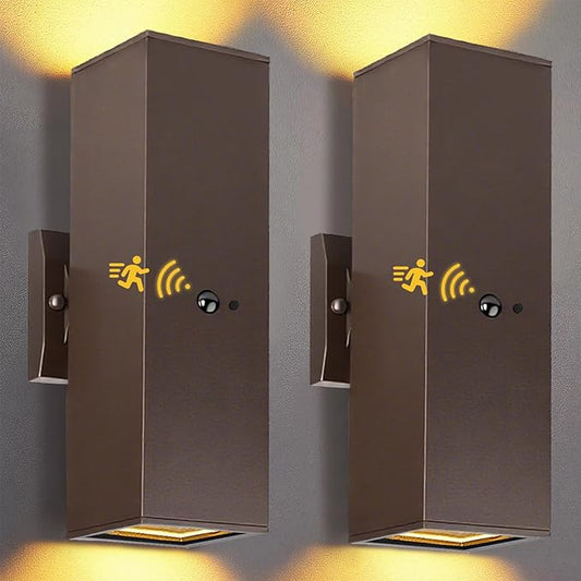 wowlite Motion Sensor Porch Light 2 Pack, Outdoor Lights for House Dawn to Dusk Outdoor Light Fixture, Up and Down Waterproof Modern Exterior Lighting Fixtures for Front Door Garage Yard, ETL Listed