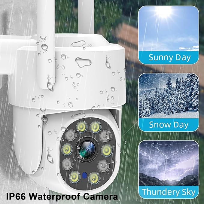 4K Outdoor Security Camera, 8MP 2.4G/5G WiFi &Wired Cameras for Home Security, 360° View Pan Tilt IP Surveillance Camera with Human Detection, Auto Tracking,Two Way Talk, Full Color Night Vision