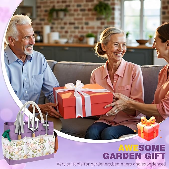 22Pcs Gardening Tools Set for Women Heavy Duty Garden Hand Tools Yard Work Tools Gardener Gifts Gardening Accessories with Tote Bag/Shovel/Mat/Plant Labels/Gloves