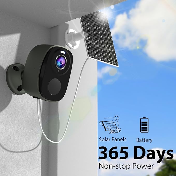 5MP Solar Security Cameras Wireless Outdoor for Home Security, Outdoor Camera Wireless with AI Motion Detection, Color Night Vision, Spotlight Siren Alarm, 2-Way Audio, Cloud/SD, Works with Alexa