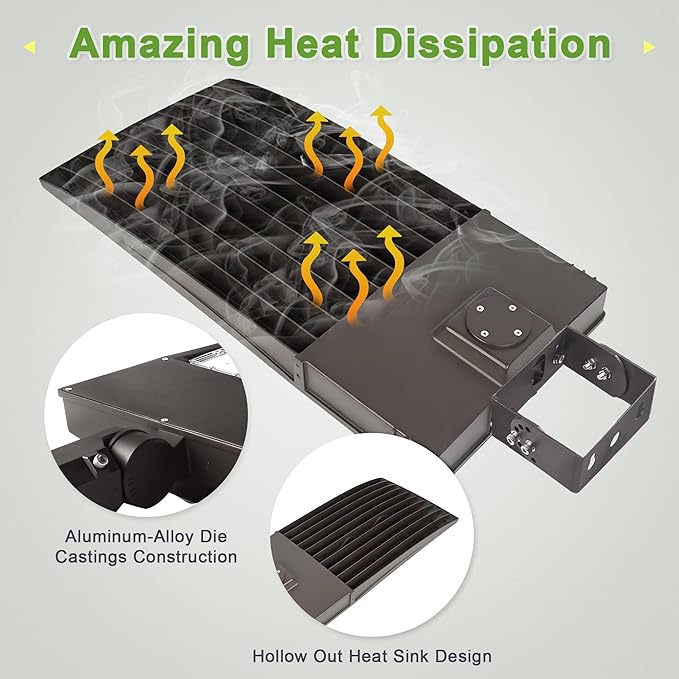 480V 450W LED Parking Lot Light, 277-480VAC Built-in Surge Protection, 1-10V Dimmable, 1000-1500W MH Equiv LED Shoebox Street Area Light, 63,000LM 5000K DLC & UL Certified