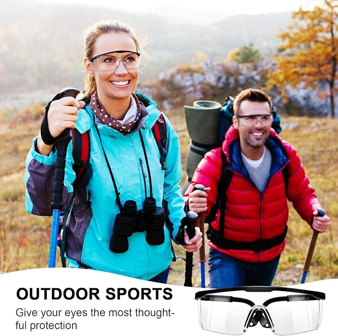 mozeeda Safety Glasses, Anti-fog Eye Protective Glasses Scratch Resistant Clear Wraparound Lenses Safety Goggles and No-Slip Grips, Adjustable Temples Lab Goggles