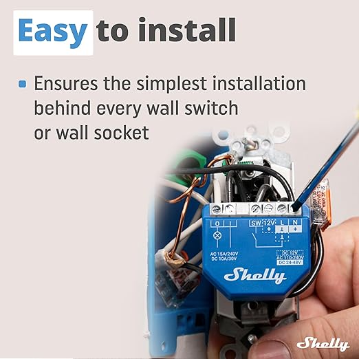 Shelly Wave 1 US LR UL | Z-Wave Long Range Smart Switch Relay, 1-Channel 15A Dry Contact | Home Automation | Low Power Consumption | High Compatibility | Easy Installation | iOS Android App