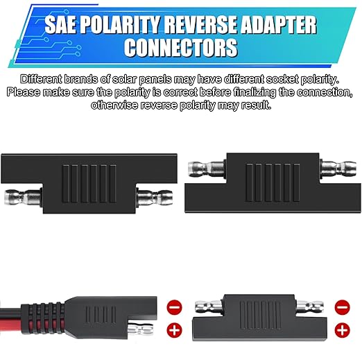 SAE Polarity Reverse Adapter - Quick Disconnect SAE Connector for Solar Panel, Battery Charger & Maintainer (6-Pack)