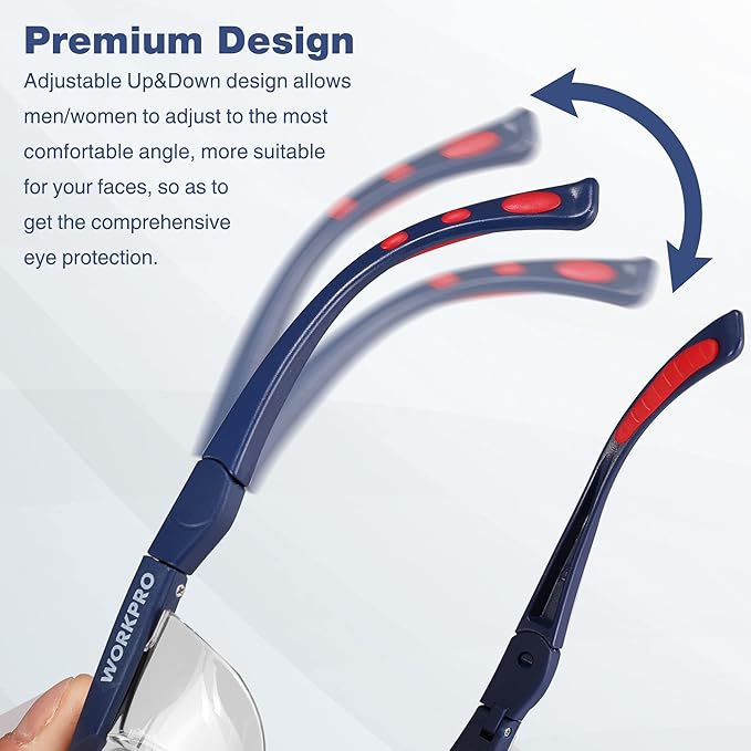 WORKPRO 3 pack Safety Glasses Z87.1 Anti Fog Eye Protection Safety Goggles Ideal for Lab Travel Dental Carpentry Construction