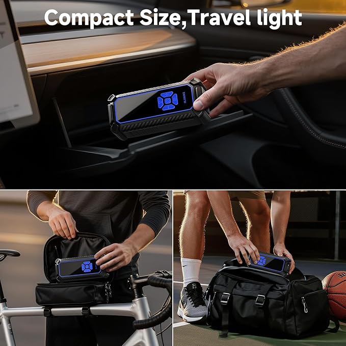 OlarHike Cordless Tire Inflator Portable Air Compressor, Ultra Fast Inflation, Air Pump for Car Tires, Pickup Truck, Motorcycle, Bicycle, Balls, Electric Pump with LED Light & Digital Pressure Gauge