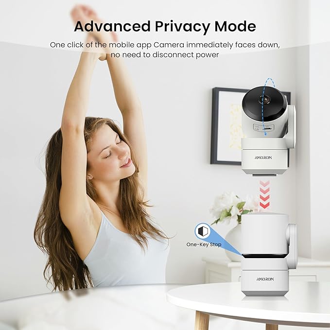 2K Pan-Tilt Indoor Security Camera, 360° Pet/Dog Monitoring, Motion Tracking, Night Vision, 2-Way Audio, Motion Alerts, Compatible with Alexa & Google Assistant (2.4GHz & 5GHz)