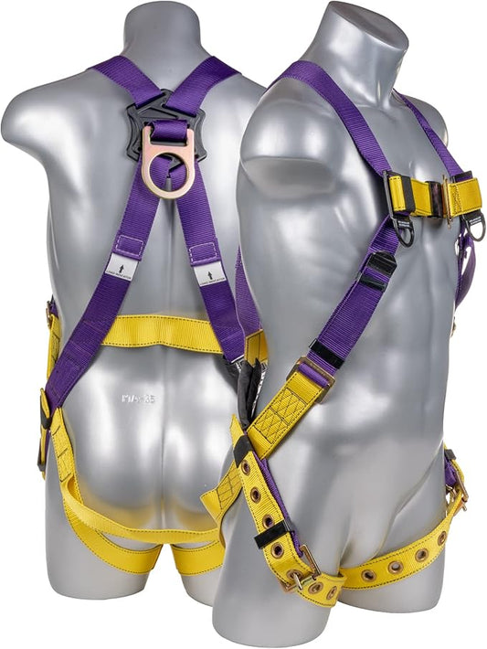 Palmer Safety Construction Harness 5 Point Adjustment, Back D-Ring, Grommet Legs, Multiple Styles I OSHA ANSI Compliant