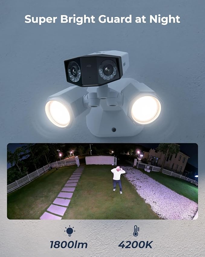 REOLINK 4K Dual-Lens Floodlight Security Camera, Outdoor PoE IP Camera with 180° Ultra-Wide Angle, 1800 Lumen Floodlight, Human/Vehicle/Pet Detection, Two Way Talk, Waterproof, Duo Floodlight PoE