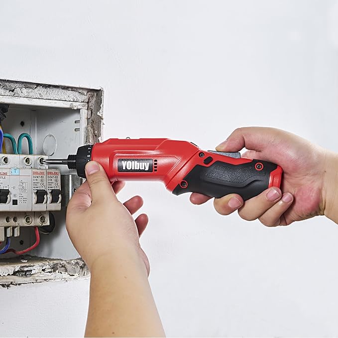 3.6V Rechargeable Electric Screwdriver, 21 Clutch Gears, 6.8Nm Max Torque, 2 Speed Gear, Max 650rpm, 2000mAh Battery, USB Type-C Charging, LED Light (Red/without Case)