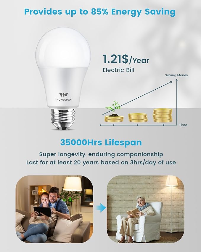 A19 LED Light Bulb,9W E26 Light Bulbs(60 Watt/80 Watt Equivalent),2700K Warm White,Non-Dimmable,800LM Standard Base for Bedroom, Kitchen, Living Room, Office,UL Listed,16 Packs