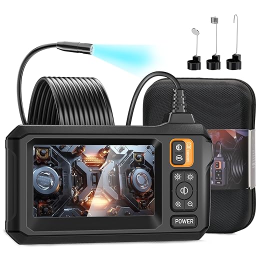 Borescope, 4.3" Endoscope Inspection Camera with Light, IP67 Waterproof, 1080HD Flexible Semi-Rigid Snake Borescope, 16.5ft Endoscope Camera, Gadgets for Men with Carrying Case