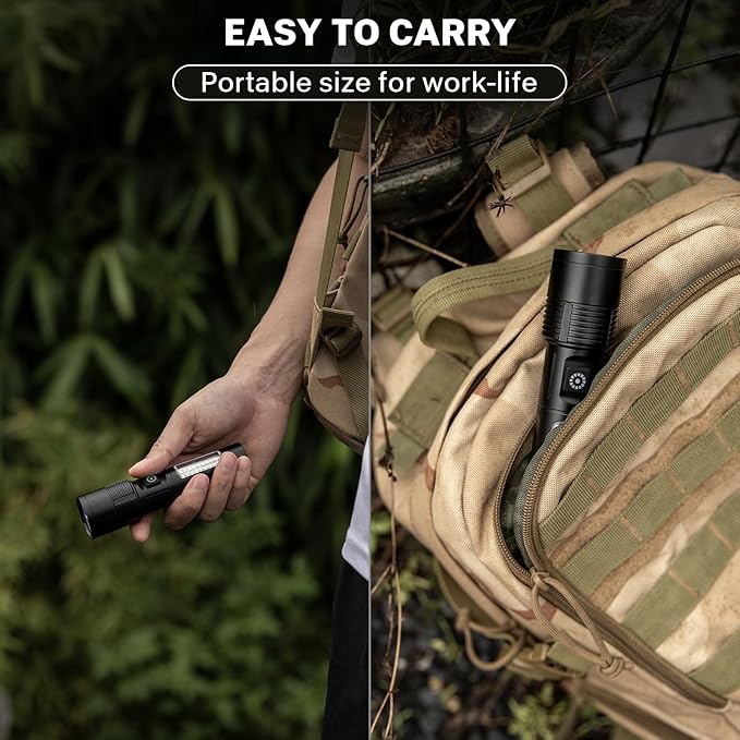 Flashlight Rechargeable 90,000LM High Lumens - Super Bright LED Flashlights with 6 Modes, Powerful Handheld Linternas for Home, Camping(2pack)