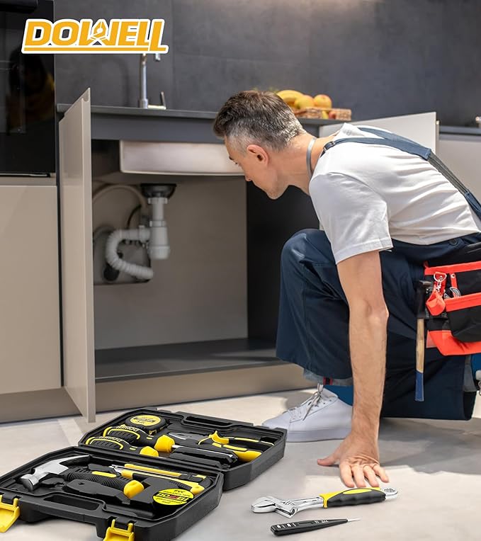 DOWELL 10 Piece Small Tool Kit,Mini Portable Tool Set,Home Repair Hand Tool Kit with Plastic Tool box Storage Case