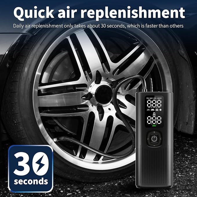 Tire Inflator Portable Air Compressor(Up to 150PSI), Cordless Air Pump with LED Display Digital Tire Pressure Gauge for car,Motorcycle, Bike,Basketball,Football