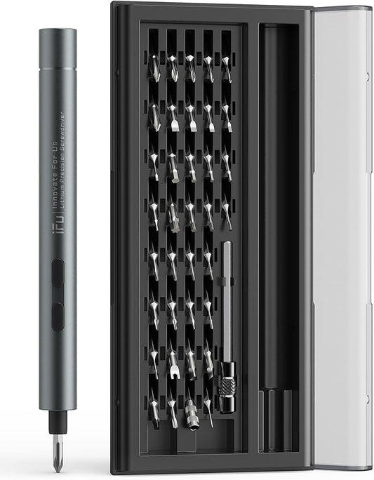 iFu Mini Electric Screwdriver, 42 in 1 Precision Screwdriver Set – Small Cordless Power Screwdriver with LED Light & 37 Magnetic Bits, Repair Tool for Phone Laptop Camera Watch Computer