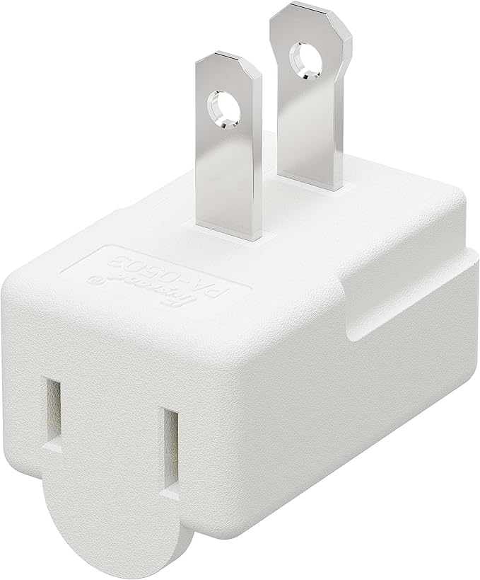 Polarized 2-Prong L Type Adapter, Horizontal Angled AC Adapter, NEMA 1-15P USA Outlet Saver Extension Adapter, High Heat Resistant 2Pin Left Angled Adapter