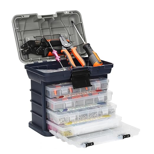 Home & Marine & Automotive Electrical Tool Kit Set with DT Deutsch 2 3 4 6 8 12 Pin Grey Connector, Heat Shrink Wire Terminals, with Crimper Stripper Screwdriver Pin Socket Removal Tool