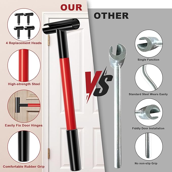 Door Hinge Adjustment Tool Kit, 4 in 1 Rotary Hinge Gap Adjusting Wrench for Residential Commercial Multi-Size Diameter 0.55 in/0.71 in/0.82 in/0.98 in Heavy Door Hinge Adjuster Alignment Bender Tool
