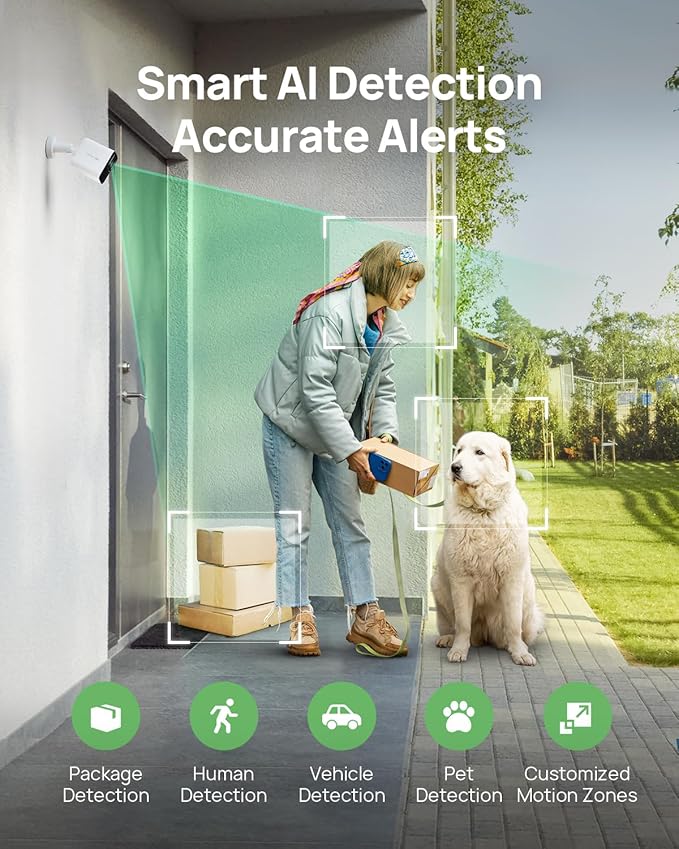 Anona Aurora 4K Solar Security Cameras Wireless Outdoor, Forever Power with Solar Panel, 8MP Color Night Vision, 24/7 AOV Recording, No Monthly Fees, AI Detection, Easy Setup, 2.4 G WiFi, IP67, 3 Pack