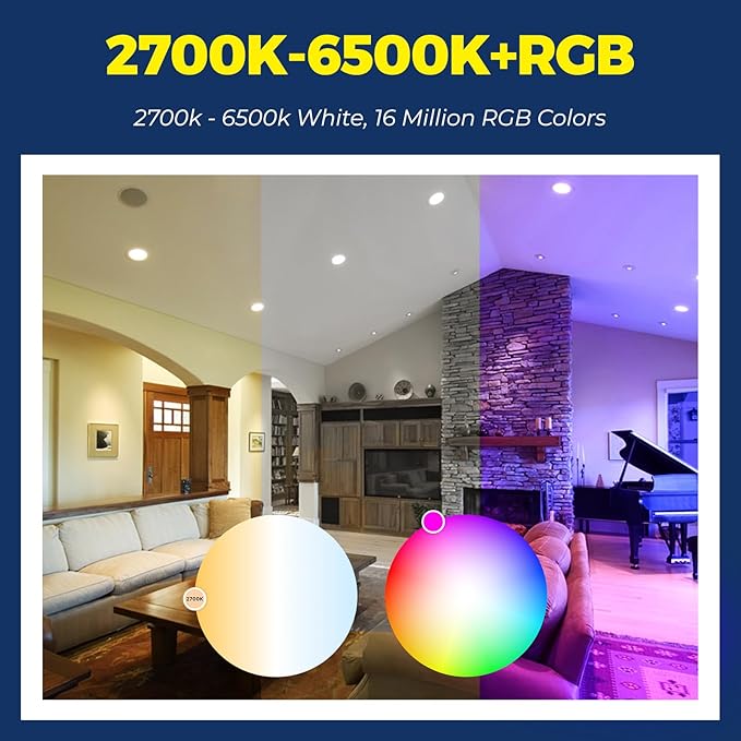 Smart Light Bulb 75W Equivalent, 1100LM 12W RGBCW BR30 E26 Bulb Works with Alexa/Google Home/Smart Life, 2.4G WiFi Bluetooth Recessed Flood LED Bulbs, No Hub Required, ETL Listed, 4PCS