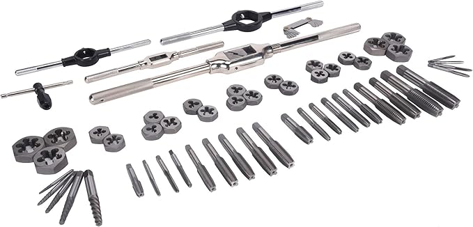 Century Drill & Tool – 98958 Carbon Steel Fractional Tap and Die Set, 58 Piece Tool Set – Tool Kit for Hand Cutting Applications, Construction