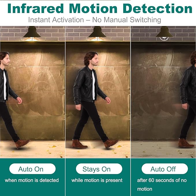 DiCUNO PIR Motion Sensor Light Bulbs Outdoor, 8W (60W Equivalent), Motion Activated Dusk to Dawn Security LED Bulb, for Front Porch, Front Door, 810LM, 2700K Warm White, 2 Pack