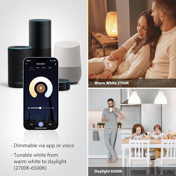 LVWIT WiFi Dimmable Vintage LED ST21 Edison Smart Bulb, 60 Watt Equivalent, E26 Base, 2700K - 6500K, Compatible with Alexa, Google Assistant, No Hub Required,2 Pack