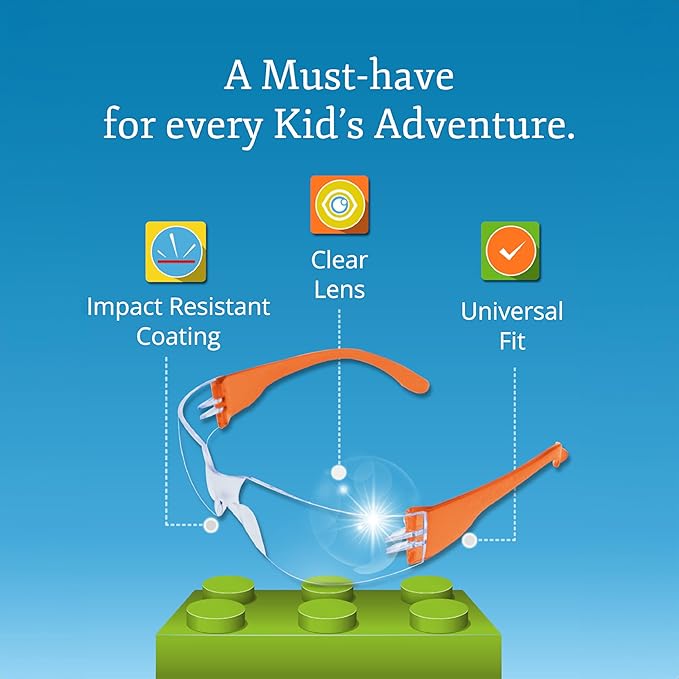 Aqulius Kids Safety Glasses & Goggles - 24 Pack, Kids Size, Assorted Colors - ANSI Z87 Rated Protective Eyewear - Science Party Supplies & Youth Safety Glasses