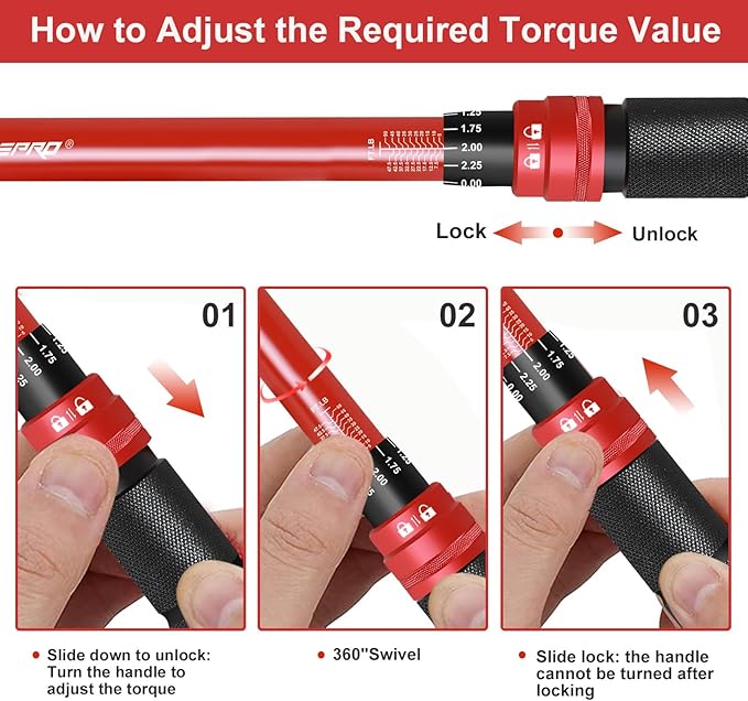 3/8-Inch Drive Click Torque Wrench,Dual-Direction Adjustable,72-Tooth Dual Range Scales-5-50Ft-Lb/6.8-68Nm,Quick Release Ratchets