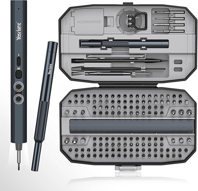 Mini Electric Screwdriver 155 in 1 Small Precision Screwdrivers Set Max 5 N.m Cordless Screwdriver with 3 Torque Settings 140 S2 Magnetic Bits, Repair Tool Set for Phone Computer Watch Drones
