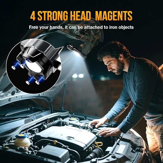 Car Emergency Flashlights Rechargeable 2Packs, 990,000L High Lumens Car Flashlight Emergency Kit, 7 Modes Tactical LED Flash Light with Window Breaker, Belt Cutter, Alarm Buzzer, Magnet, USB C for Car