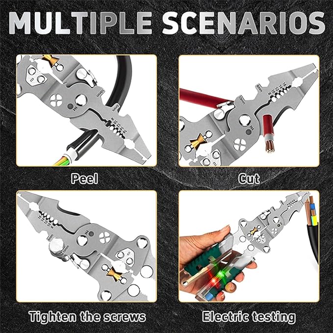 18 In 1 Folding Stylus Screwdriver Wire Stripper, 2025 New Foldable Wire Strippers with Voltage Detector, Compact Multi-tool Wire Stripping Pliers, Electrician Pliers for Cutting & Pulling Wires Cable