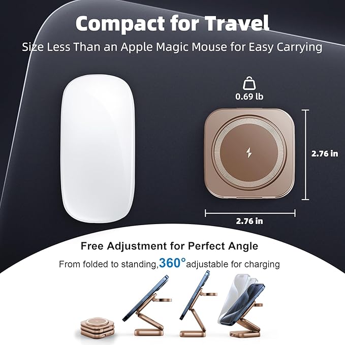 5-in-1 Wireless Charger for MagSafe, AC ISLAND Portable Travel Charging Station, 15W Max Fast Foldable Magnetic Stand, Evolved for iPhone 17/16/15/14/13 Series, Apple Watch, AirPods (with 35W Adapter)