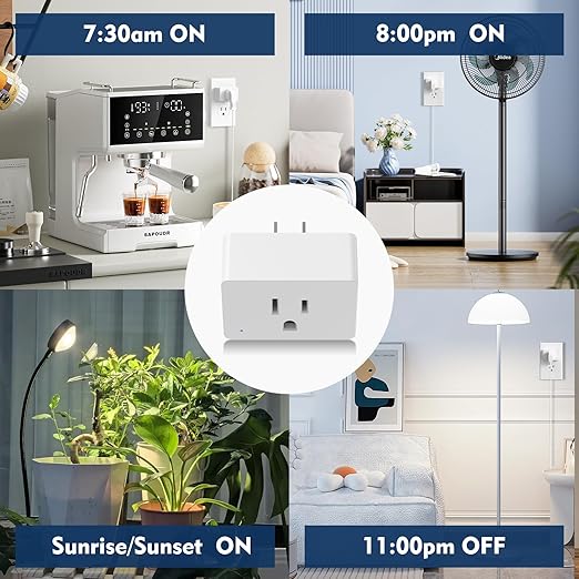 2 Pack Smart Plugs, WiFi Outlets Compatible with Alexa&Google Assistant,15A/1800W Max, Smart Socket with Timer and Group Control, No Hub Required, Simple Setup, for Home(2.4G WiFi Only)