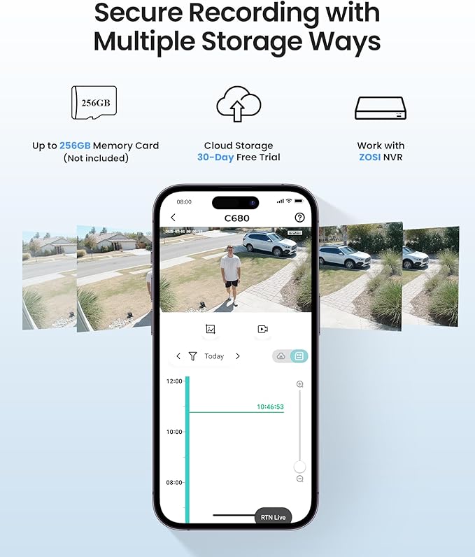 ZOSI 4 x C680 2K Window Security Camera with Full Color Night Vision, 3MP Indoor Plug-in WiFi Camera for Home Security, Human Vehicle Detection, 2.4/5GHz, Cloud/Memory Card Storage, Easy Install