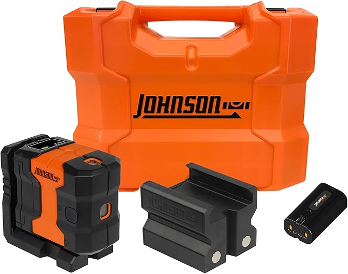 Johnson Level & Tool JDT300-GN3D Laser Level, Self-Leveling Kit 3 Dot Laser with GreenBrite® Technology, Magnetic Base, Hard-shell Carry Case, Floor Mount