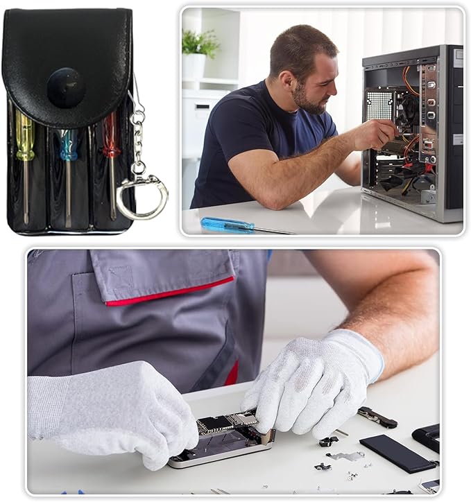 Bulk Pack Mini Screwdriver Keychain Set – 48 Sets of Handy 3-Piece Screwdrivers in a Snap-Closure Pouch with Hook, Perfect for Men, Tool Party Favors, Christmas Gifts, and Birthday Presents