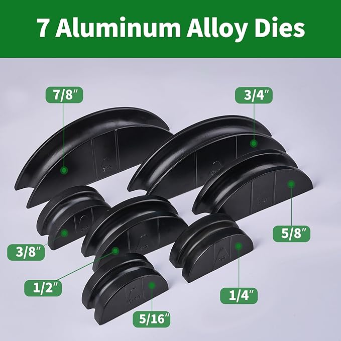 Super Stars Hydraulic Tubing Pipe Bender Kit 1/4in–7/8in - HVAC Copper Pipe Bender with 7 Aluminum Dies - 90 Degree Pipe Bending Tool for Air Conditioner and Refrigerator Repair