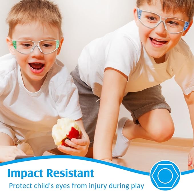 Patelai 6 Pcs Kids Safety Glasses Bulk Eye Protection Goggles Scratch Resistant for Science Class, Lab, Sports, Child Youth Size